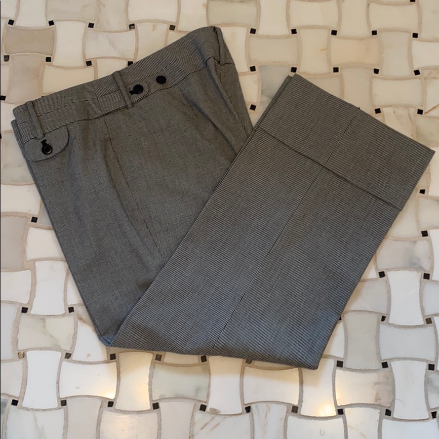 Black  White Cropped Cuffed Trousers